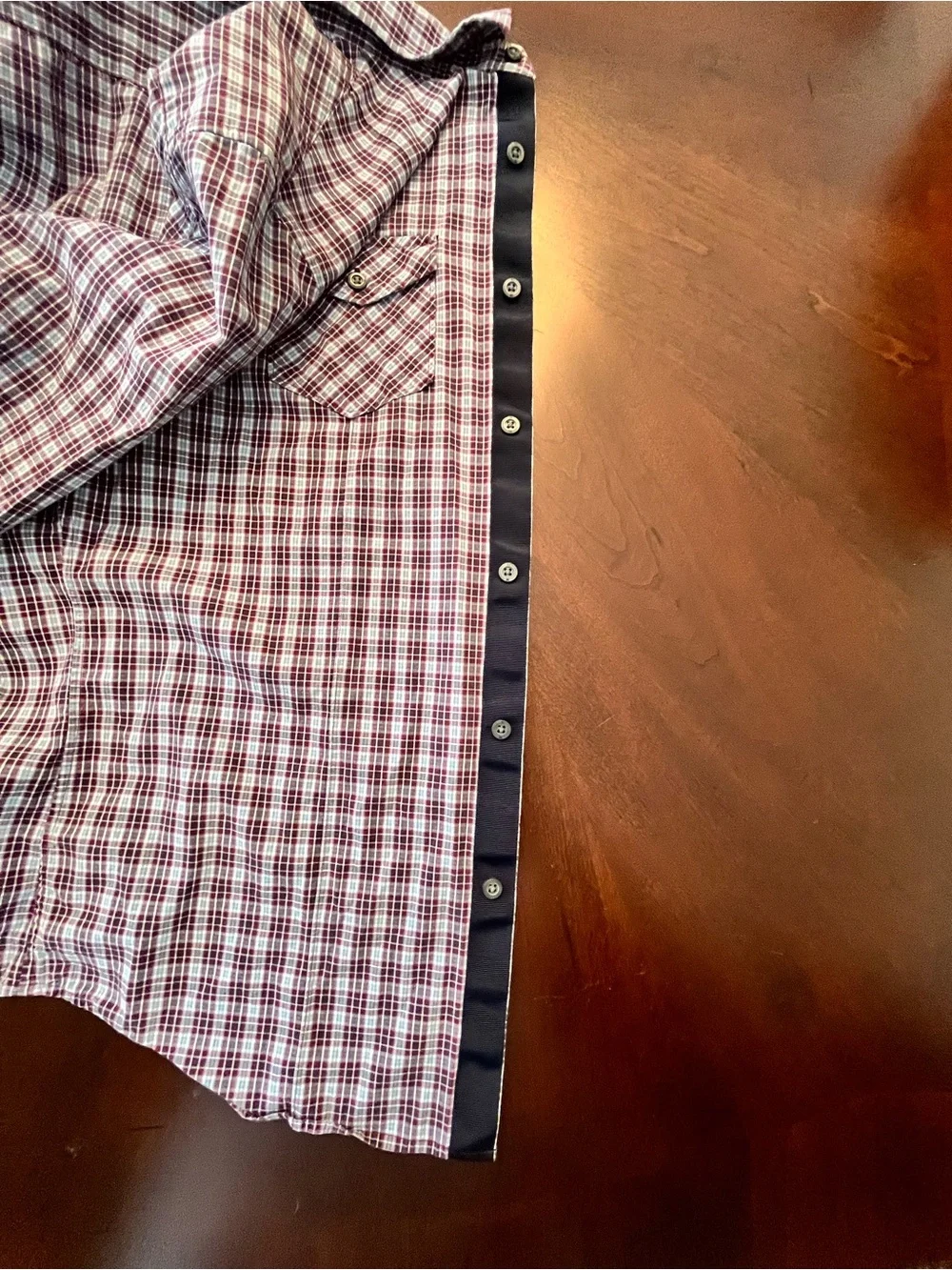 Banana Republic Men's Burgundy and White Plaid Button-Down Shirt